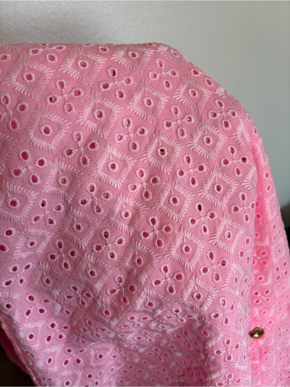 Lilly Pulitzer Sea Breeze Eyelet Button Down Top - Pink - Picture 5 of 7